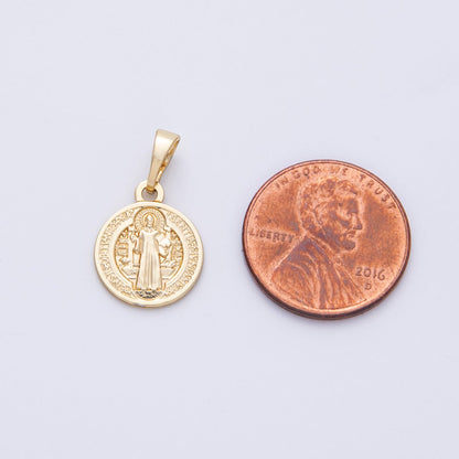 14K Gold Filled 15mm Saint Benedict Medal Double Sided Round Pendant | Charms-00072