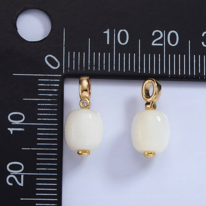 14K Gold Filled 15mm Shell Pearl Edged Square Rectangle CZ Bail Pendant | P1683