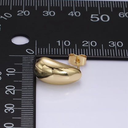 14K Gold Filled 15mm Teardrop Dome Minimalist Stud Earrings | V461