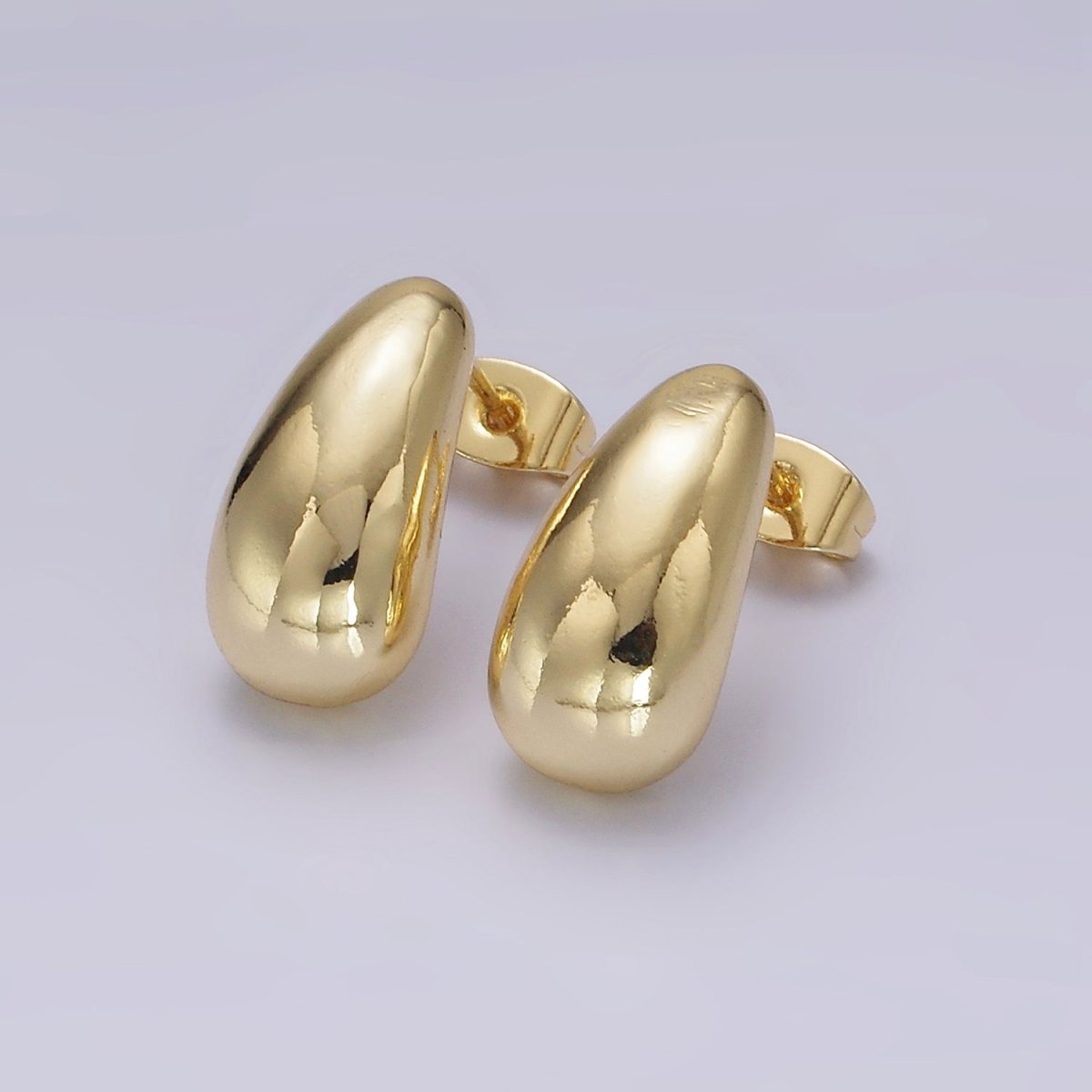14K Gold Filled 15mm Teardrop Dome Minimalist Stud Earrings | V461