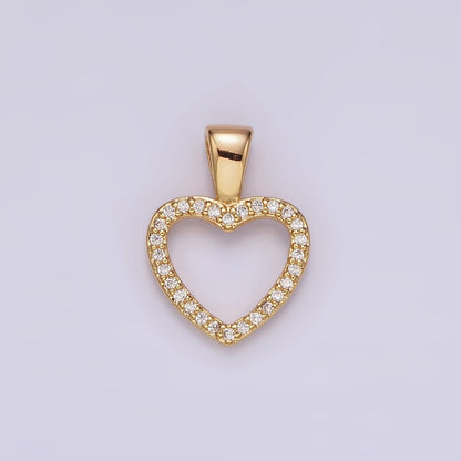 14K Gold Filled 16.5mm Clear Micro Paved CZ Open Heart Pendant | N1867