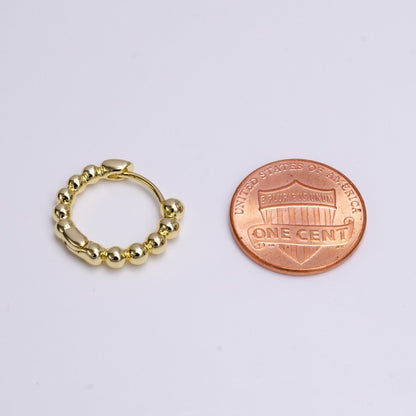 14K Gold Filled 16mm Beaded Bubble Ball Huggie Earrings | AD-468