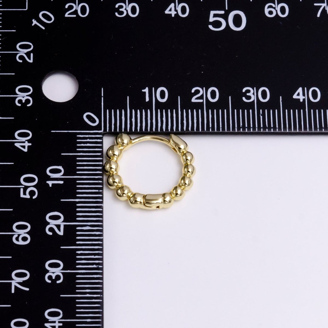 14K Gold Filled 16mm Beaded Bubble Ball Huggie Earrings | AD-468