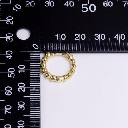 14K Gold Filled 16mm Beaded Bubble Ball Huggie Earrings | AD-468