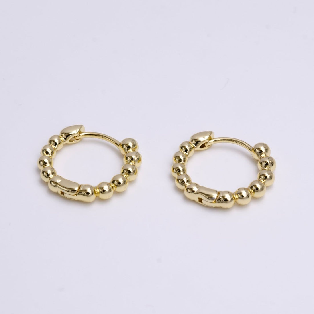 14K Gold Filled 16mm Beaded Bubble Ball Huggie Earrings | AD-468