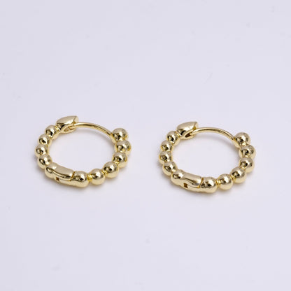14K Gold Filled 16mm Beaded Bubble Ball Huggie Earrings | AD-468