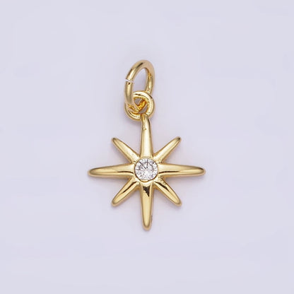 14K Gold Filled 16mm Celestial North Star Clear CZ Charm | N984
