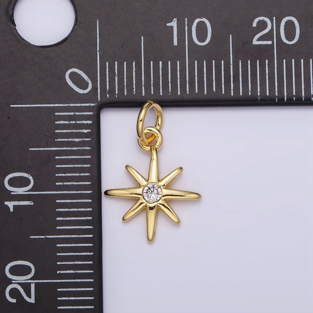 14K Gold Filled 16mm Celestial North Star Clear CZ Charm | N984