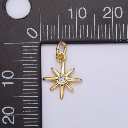 14K Gold Filled 16mm Celestial North Star Clear CZ Charm | N984