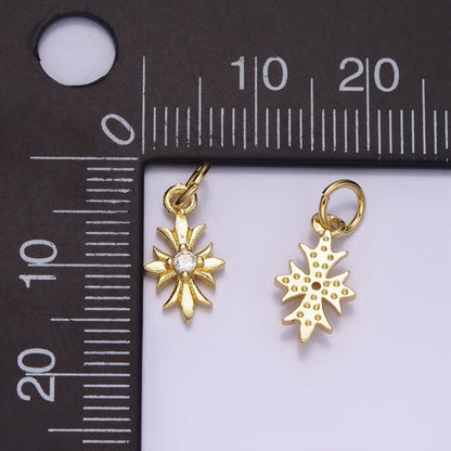 14K Gold Filled 16mm Clear CZ Fleury Cross Add-On Charm | AG647