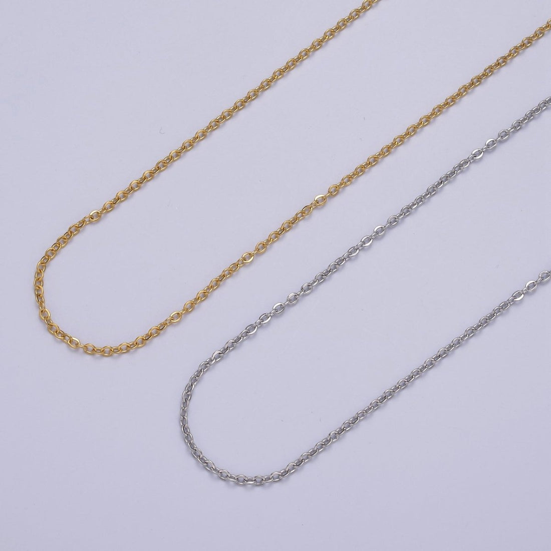 14K Gold Filled 1.6mm Dainty Cable 18.5 Inch Layering Chain Necklace in Gold &amp; Silver | WA-732 WA-733 Clearance Pricing