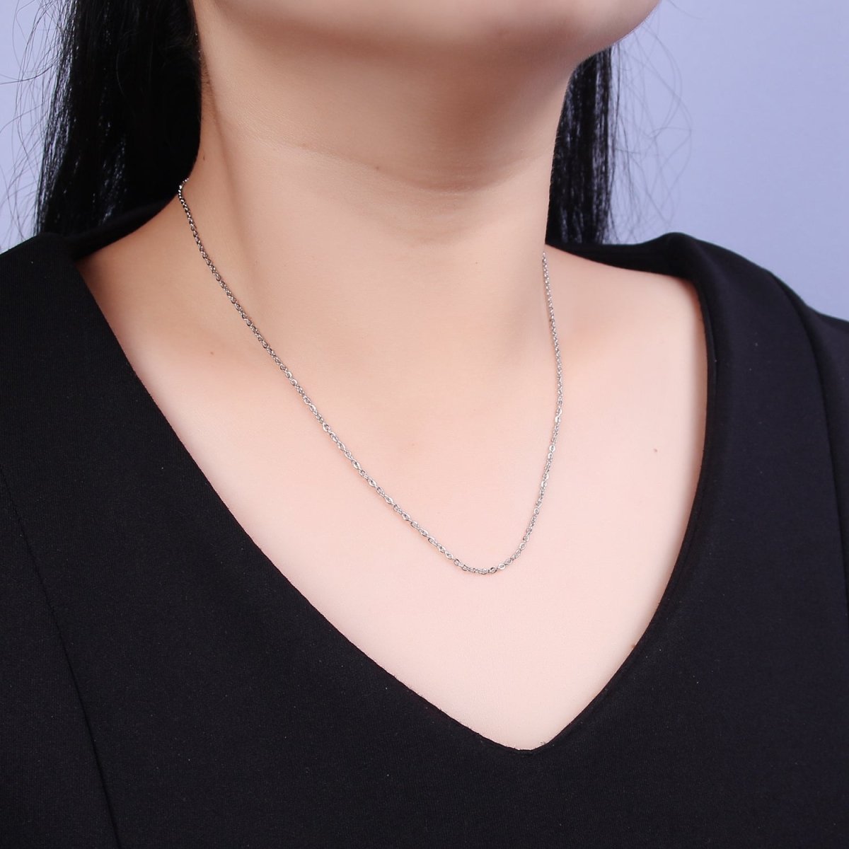 14K Gold Filled 1.6mm Dainty Cable 18.5 Inch Layering Chain Necklace in Gold &amp; Silver | WA-732 WA-733 Clearance Pricing