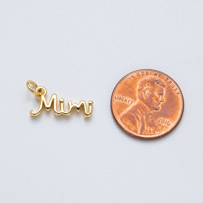14K Gold Filled 16mm Grandma "Mimi" Minimalist Script Charm | Charms-00030