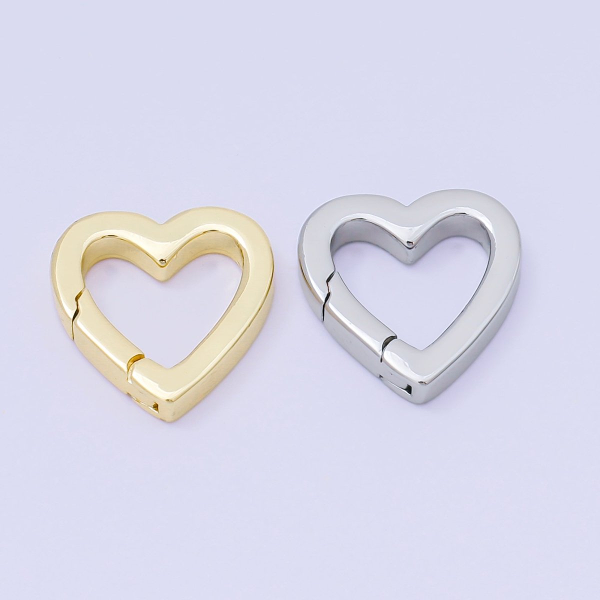 14K Gold Filled 16mm Heart Push Gate Clasp Closure Finding in Gold &amp; Silver | Z1336