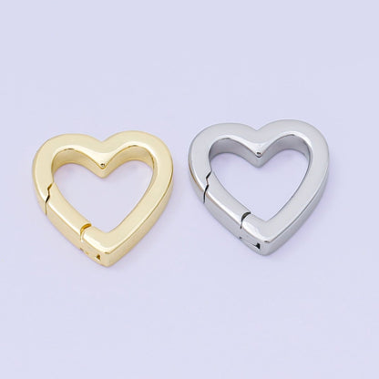 14K Gold Filled 16mm Heart Push Gate Clasp Closure Finding in Gold &amp; Silver | Z1336