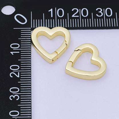 14K Gold Filled 16mm Heart Push Gate Clasp Closure Finding in Gold &amp; Silver | Z1336