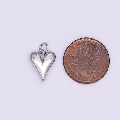 14K Gold Filled 16mm Long Puffed Minimalist Heart Charm In Gold &amp; Silver | AG196 N098