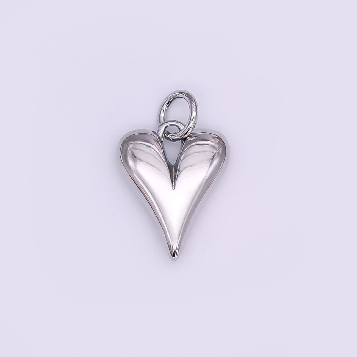 14K Gold Filled 16mm Long Puffed Minimalist Heart Charm In Gold &amp; Silver | AG196 N098