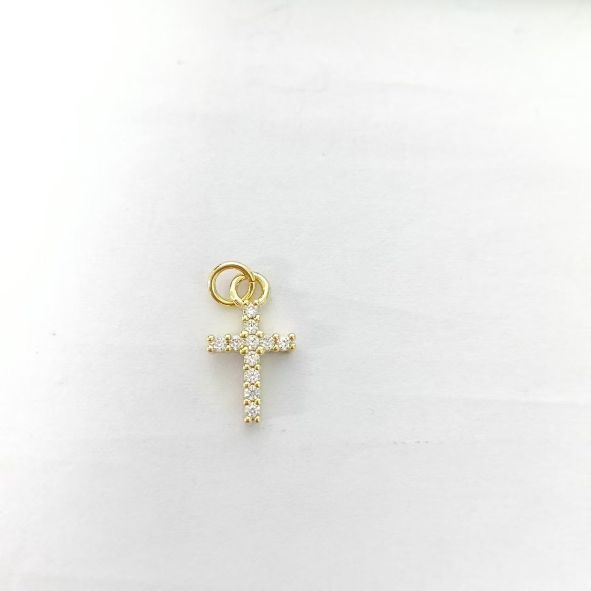14K Gold Filled 16mm Micro Paved CZ Christian Cross Symbol Charm | AF1433