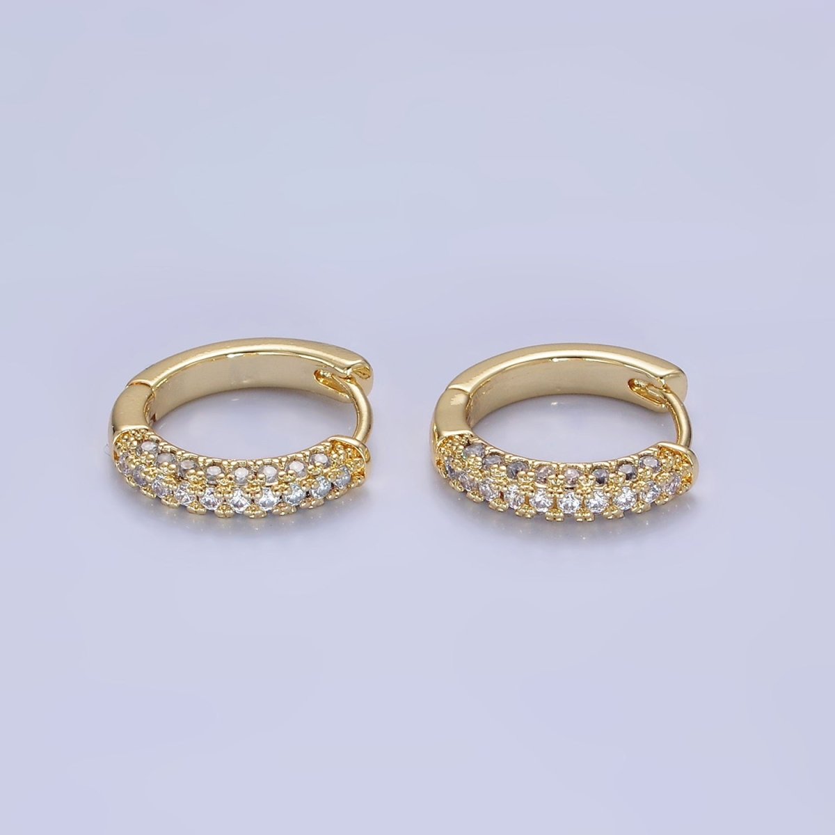 14K Gold Filled 16mm Micro Paved CZ Huggie Earrings in Gold &amp; Silver | AE528 AE529