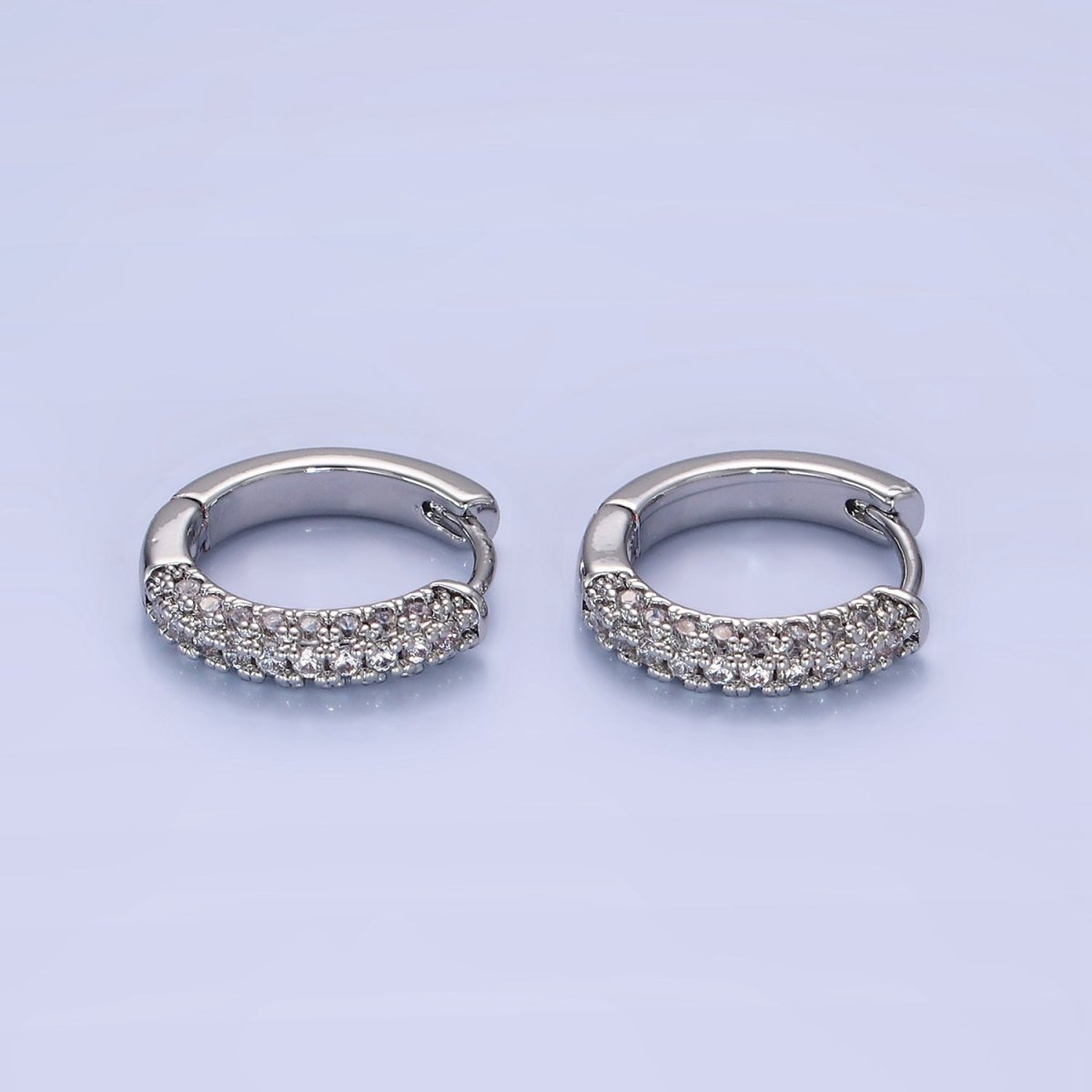 14K Gold Filled 16mm Micro Paved CZ Huggie Earrings in Gold &amp; Silver | AE528 AE529