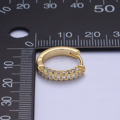 14K Gold Filled 16mm Micro Paved CZ Huggie Earrings in Gold &amp; Silver | AE528 AE529