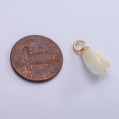 OS14K Gold Filled 16mm Tulip Flower Shell Pearl Drop Pendant | AG690
