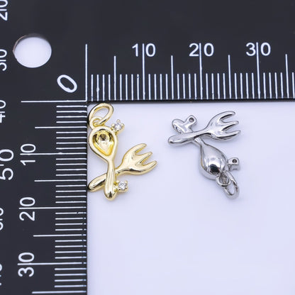 14K Gold Filled 16mm Clear CZ Utensil Fork Spoon Kitchen Eating Utensils 3D Multidimensional Charm | AF1292