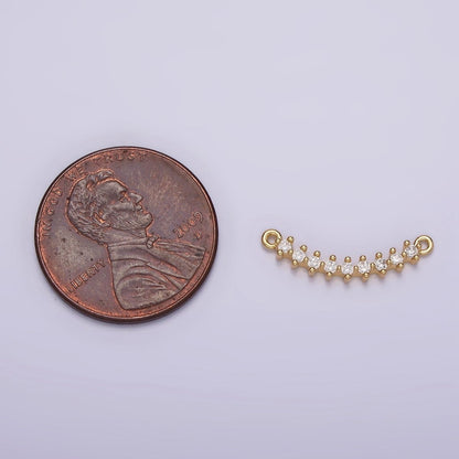 14K Gold Filled 17.5mm Clear CZ Curved Connector | G-076