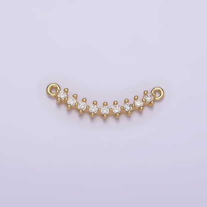 14K Gold Filled 17.5mm Clear CZ Curved Connector | G-076