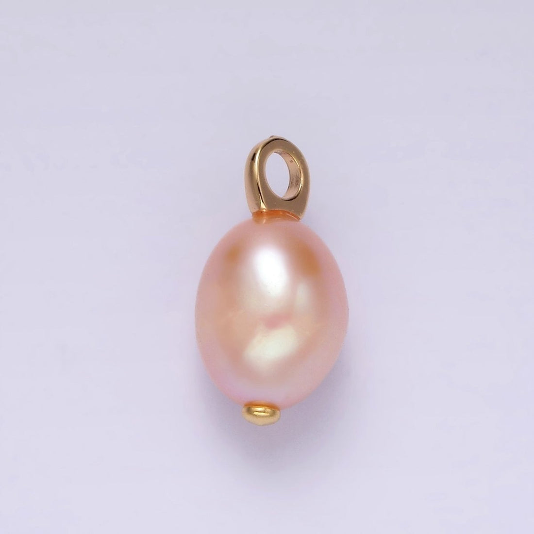 OS 14K Gold Filled 17.5mm Pink Peach Freshwater Pearl Drop Pendant | P1649