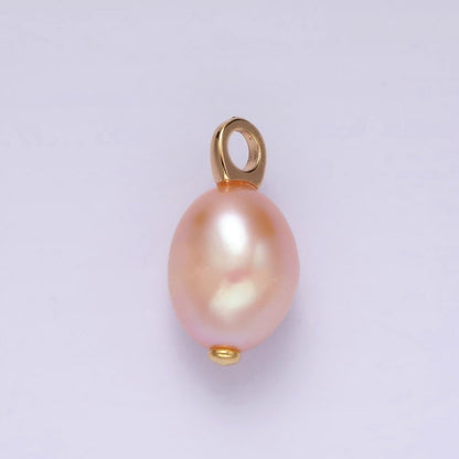 OS 14K Gold Filled 17.5mm Pink Peach Freshwater Pearl Drop Pendant | P1649