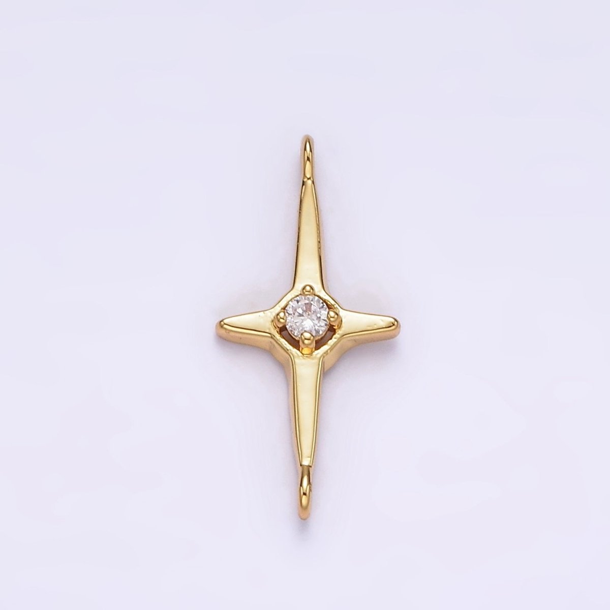 14K Gold Filled 17.7mm Clear CZ Celestial North Star Connector in Gold &amp; Silver | G788 G789