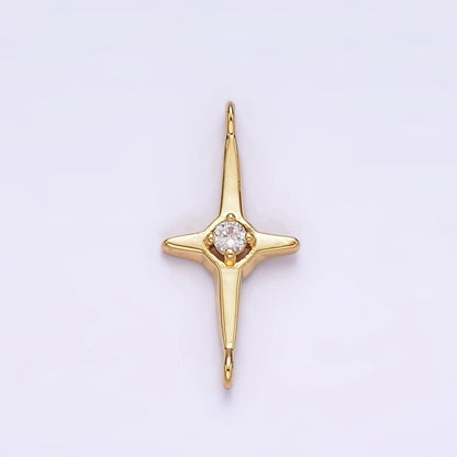 14K Gold Filled 17.7mm Clear CZ Celestial North Star Connector in Gold &amp; Silver | G788 G789