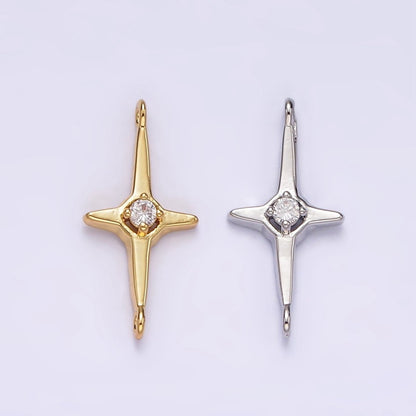 14K Gold Filled 17.7mm Clear CZ Celestial North Star Connector in Gold &amp; Silver | G788 G789