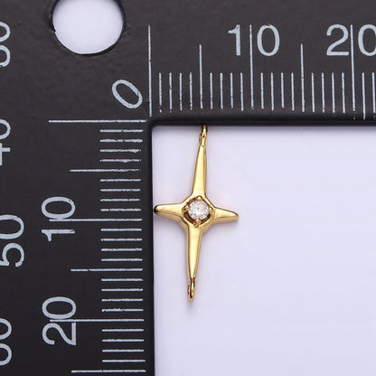 14K Gold Filled 17.7mm Clear CZ Celestial North Star Connector in Gold &amp; Silver | G788 G789