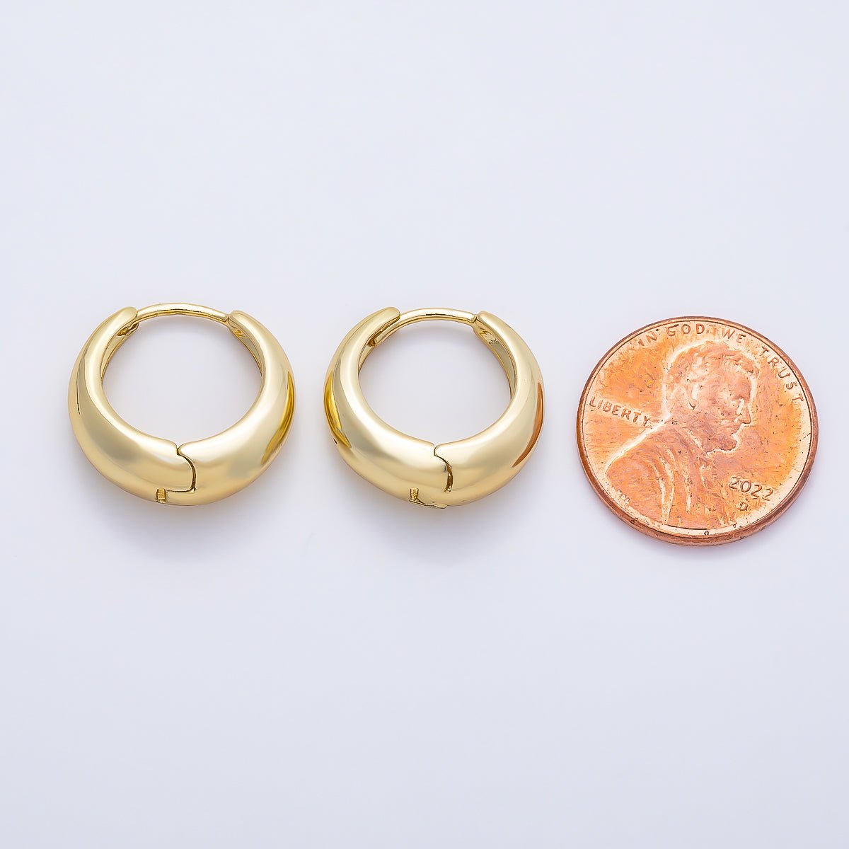 14K Gold Filled 18mm Minimalist Dome Huggie Hoop Earrings | Earrings-00673