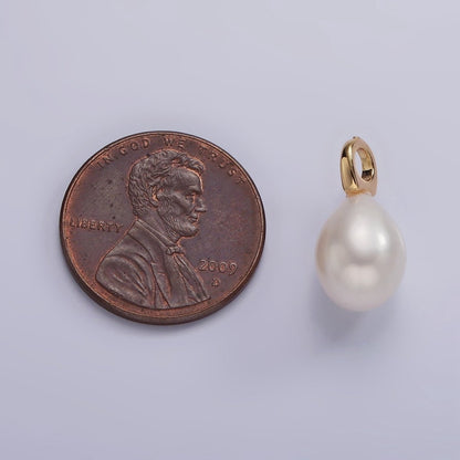 14K Gold Filled 17mm Freshwater Pearl Button Drop Pendant | P1642