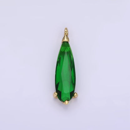 14K Gold Filled 17mm Green CZ Teardrop Charm | C520