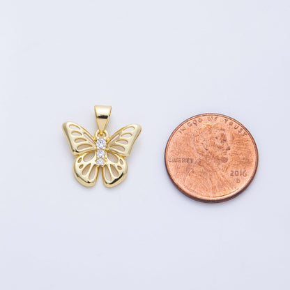 14K Gold Filled 17mm Micro Paved CZ Open Butterfly Insect Pendant | Charms-00365