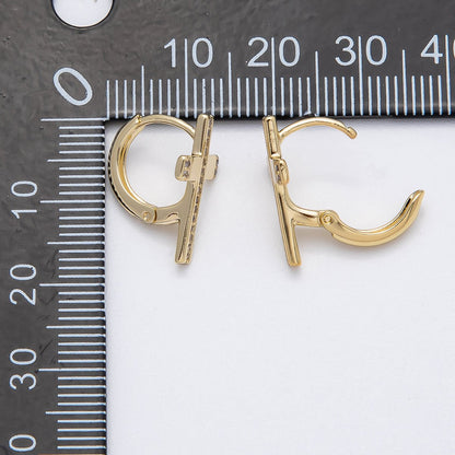 14K Gold Filled 17mm Micro Paved CZ Religious Cross Huggie Earrings | Earrings-00266