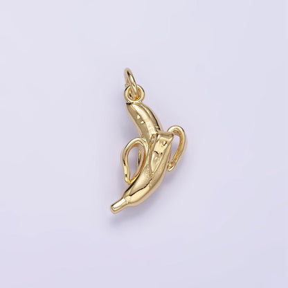 14K Gold Filled 17mm Peeled Banana Fruit Minimalist Charm | D084