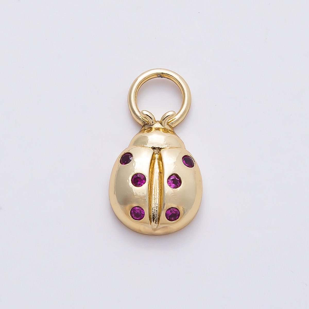14K Gold Filled 17mm Pink CZ Ladybug Animal Charm | Charms-00747