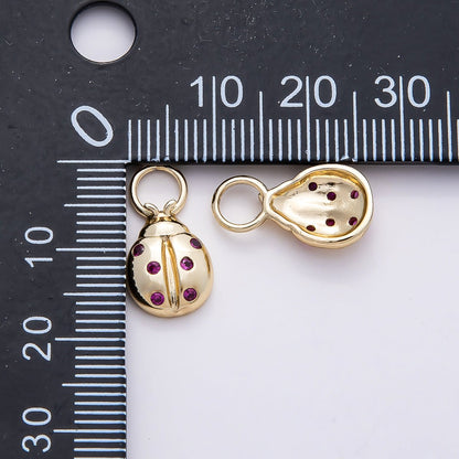 14K Gold Filled 17mm Pink CZ Ladybug Animal Charm | Charms-00747