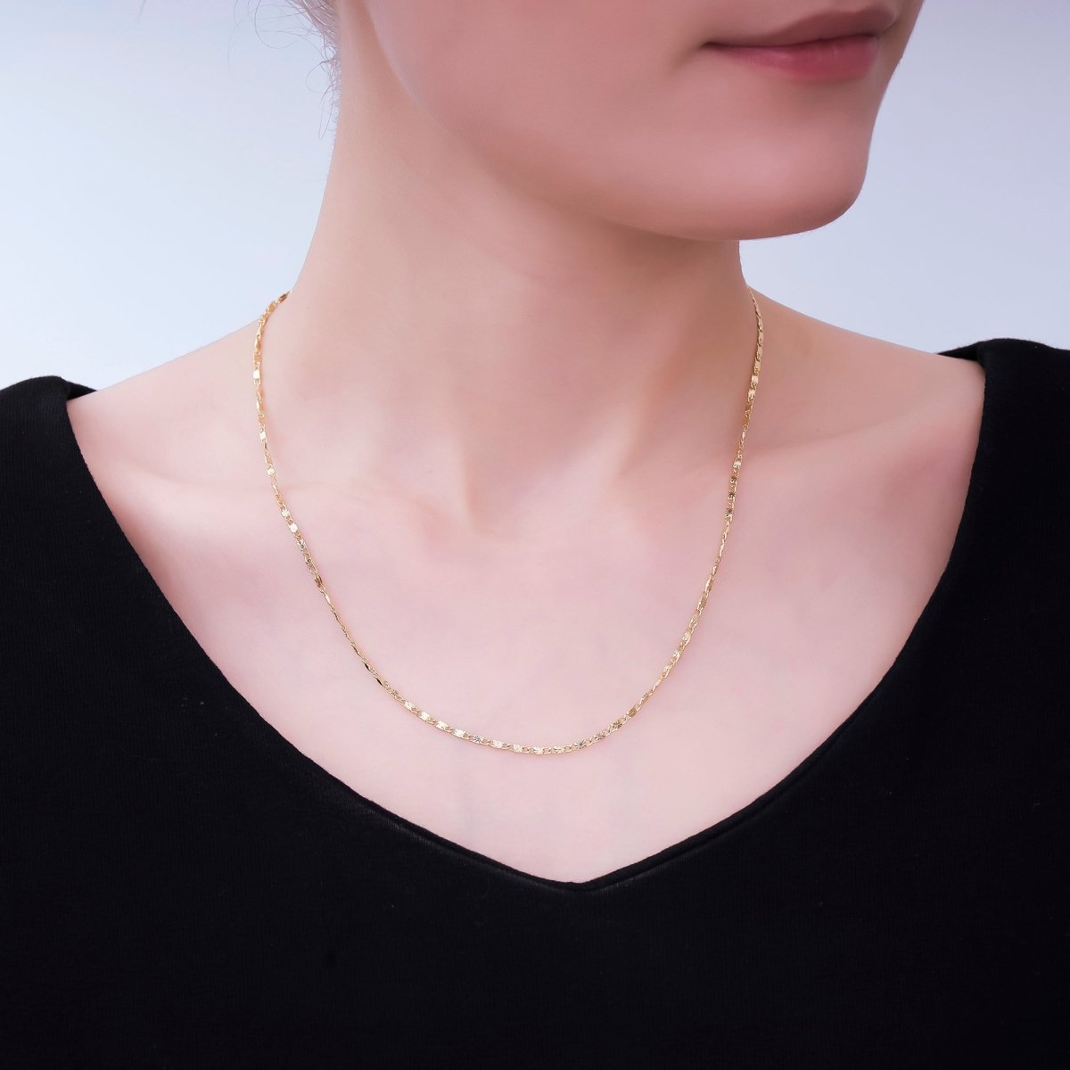 14K Gold Filled 1.7mm Sunburst Chain Link 18 Inch Necklace | WA-3155