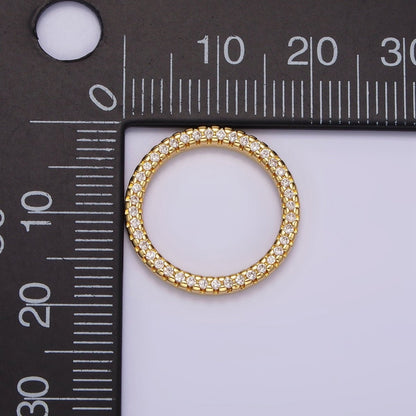 14K Gold Filled 18.5mm Open Round Clear Micro Paved CZ Charm Supply | Z-478