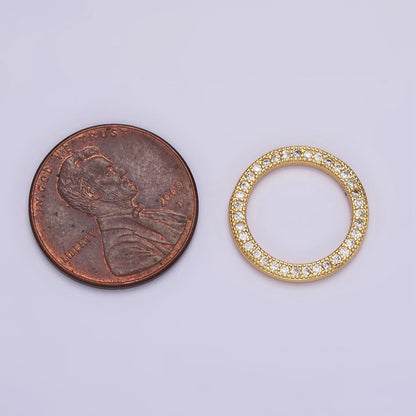 14K Gold Filled 18.5mm Open Round Clear Micro Paved CZ Charm Supply | Z-478