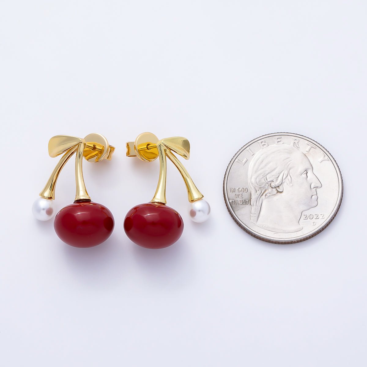 14K Gold Filled 18.5mm Shell Pearl Cherry Stud | Earrings-00645
