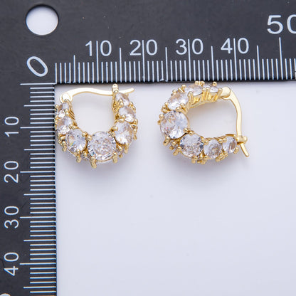 14K Gold Filled 18.8mm Clear CZ Gradient Latch Hoop Earrings in Gold &amp; Silver | Earrings-00004-00005