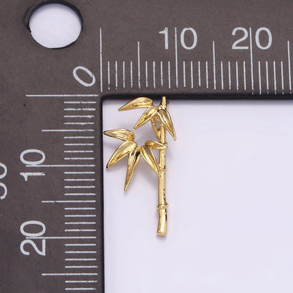 14K Gold Filled 18mm Bamboo Leaf Plant Nature Charm | N1490